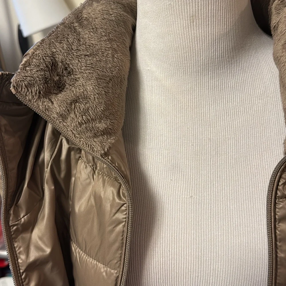 Tahari Women's Beige longer length Puffer Coat - Picture 10 of 12